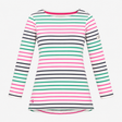 White Pink Green Navy Striped Long Sleeve Breton T