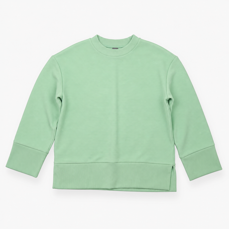 Mint Green Ribbed Long Sleeve Sweatshirt