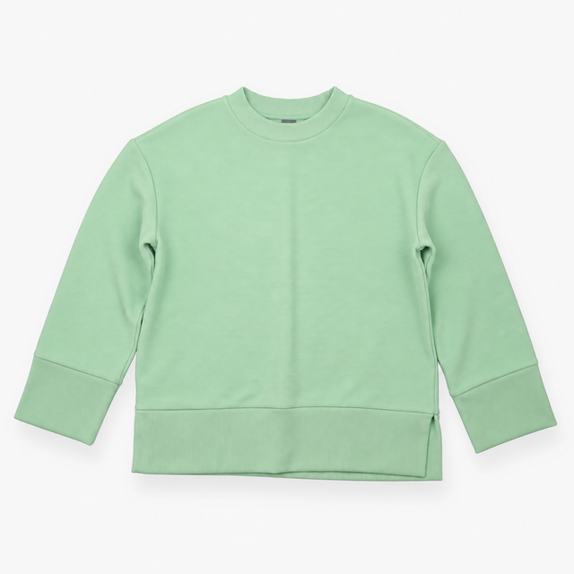 Mint Green Ribbed Long Sleeve Sweatshirt