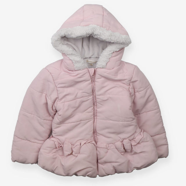 Coat Mintini pale pink fur collar bow pockets