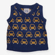 Blue and yellow car sweater vest