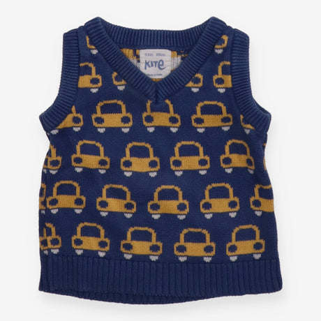 Blue and yellow car sweater vest