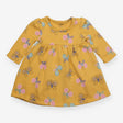 Jersey Dress Lined Mustard with Butterflies