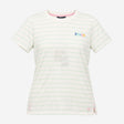 Top Embroidered Breton Stripe T-Shirt Crew Neck Wh