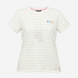 Top Embroidered Breton Stripe T-Shirt Crew Neck Wh