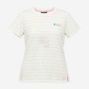 Top Embroidered Breton Stripe T-Shirt Crew Neck Wh