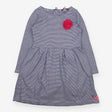 Dress Long Sleeve Navy Stripe Pink Flower