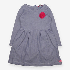Dress Long Sleeve Navy Stripe Pink Flower