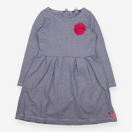 Dress Long Sleeve Navy Stripe Pink Flower