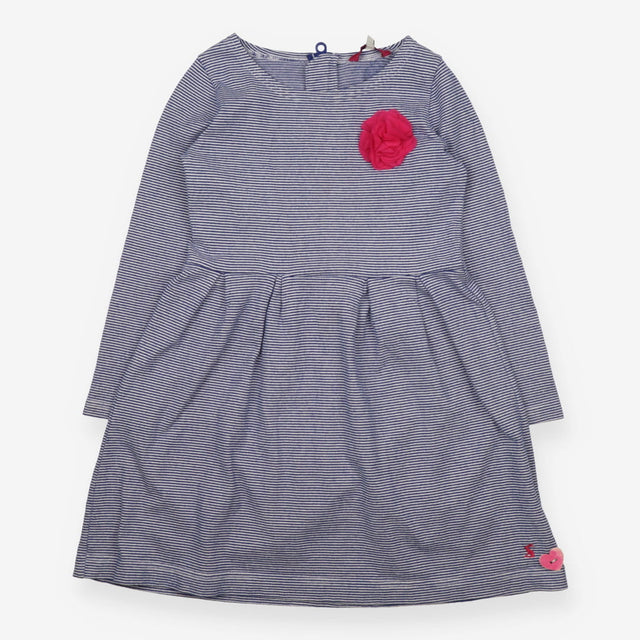 Dress Long Sleeve Navy Stripe Pink Flower