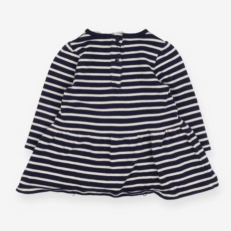 Navy striped jersey dress with bee