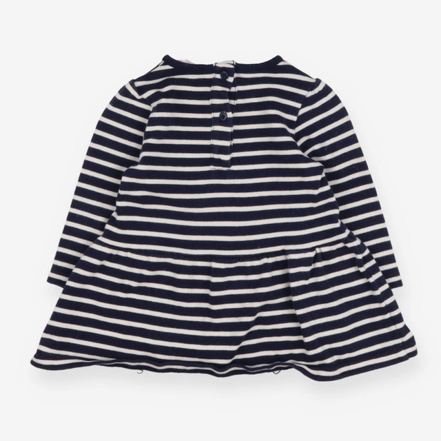 Navy striped jersey dress with bee