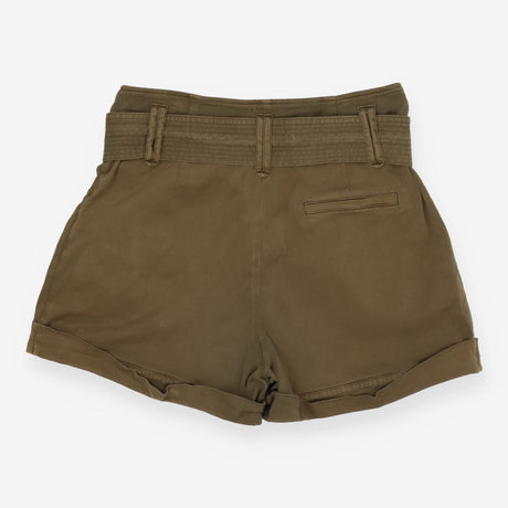 Khaki Green Shorts with Tortoiseshell Belt Loops