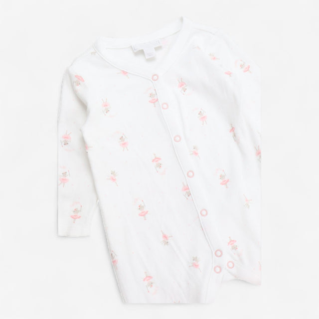 Sleepsuit White and Pink Mouse Ballerina