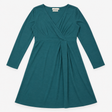Dress Dark Teal Bamboo Blend Wrap V-Neck Long Slee