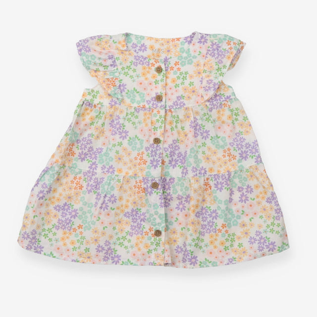 Woven Summer Dress Neon Flowers