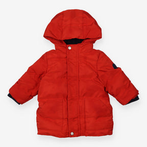 Coat red puffer hood
