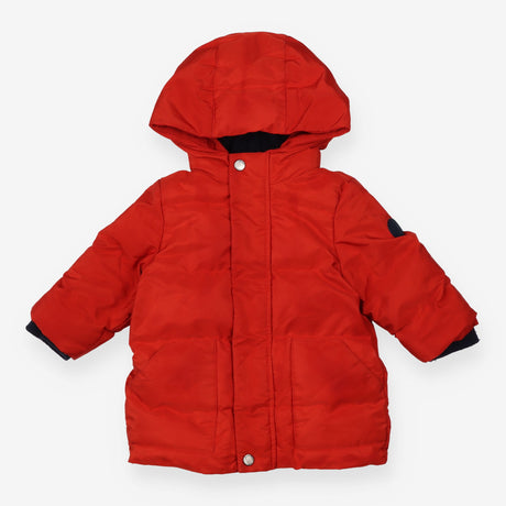 Coat red puffer hood