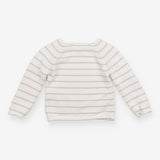 Sweater knit white grey striped with sheep