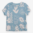 T-shirt ribbed blue flowers and fruits