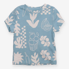 T-shirt ribbed blue flowers and fruits