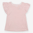 T-shirt frill sleeve pink stripe