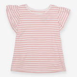 T-shirt frill sleeve pink stripe
