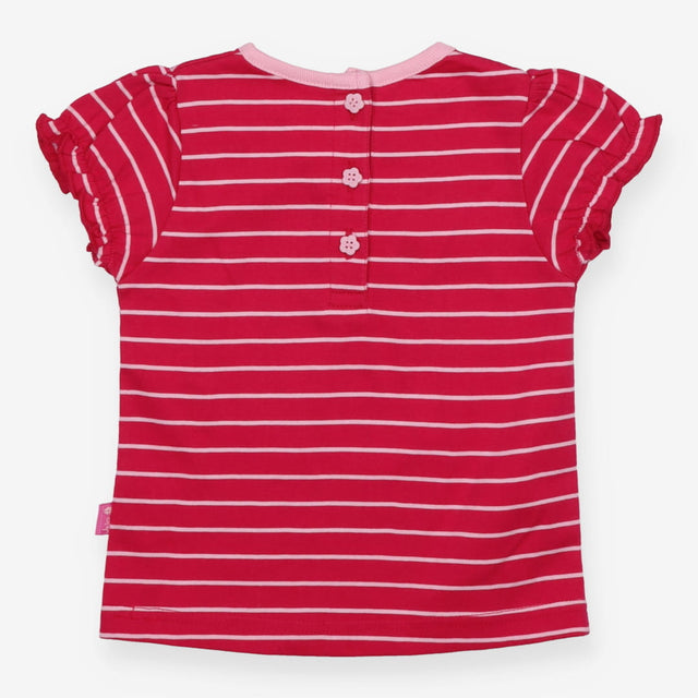 Pink stripe frill sleeve t-shirt