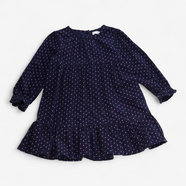 Dress Cord Long Sleeve Pink Polkadots