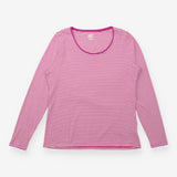 Magenta Striped Scoop Neck Long Sleeve Top