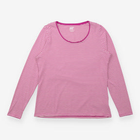 Magenta Striped Scoop Neck Long Sleeve Top