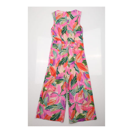 Sleeveless Jumpsuit Bright Tropical Print Hemp Ble