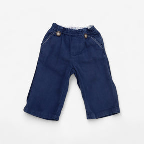 Blue Woven Trousers with Buttons