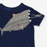 T-Shirt Navy Shark Chasing Scuba Diver