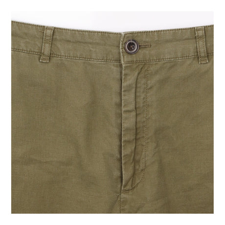 Trousers Cotton Linen Blend Pull On Olive Green
