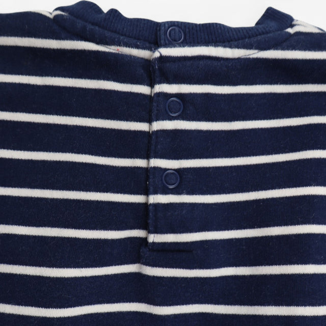 Sweater jersey navy stripe Happy Days white bunny