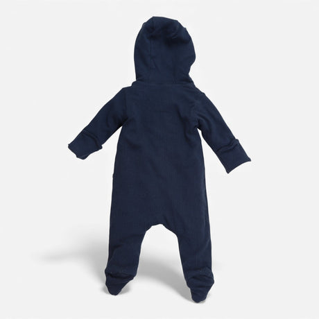 Pramsuit Ribbed Jersey navy with bear Lined Hood