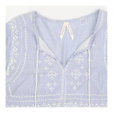 Tunic Top Maternity Striped Embroidered Tassel Blu