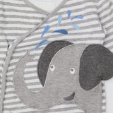 Grey Striped Elephant Sleepsuit 