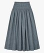 Slate Grey 100% Linen Smocked Waist Midi Skirt