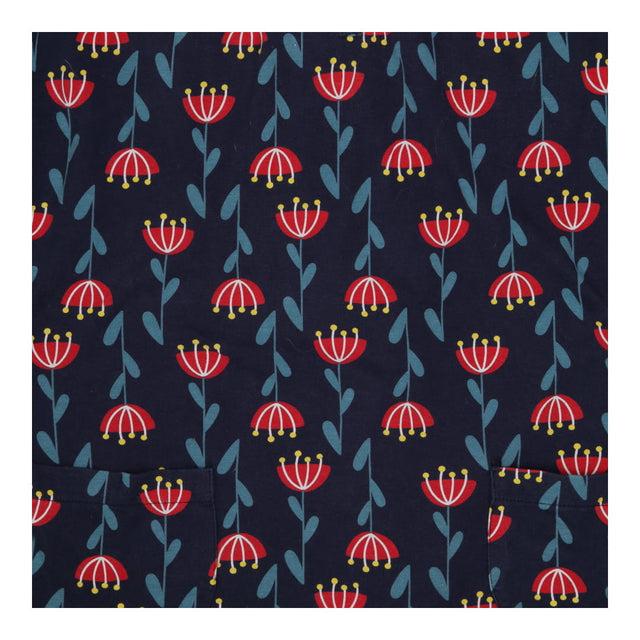 Henley Top Navy Red Floral Organic Cotton