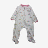 White Zip Up sleepsuit with Pink Rainbows
