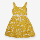 Yellow and White Floral Fit and Flare Midi Dress
