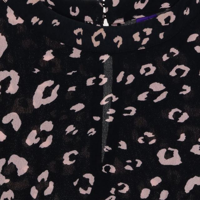 Black Leopard Print High Neck Viscose Midi Materni