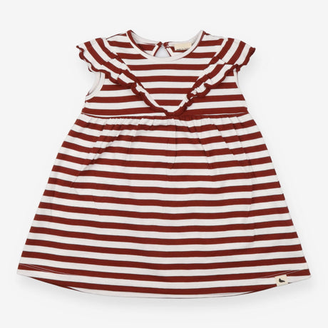 Dress sleeveless white and brown striped