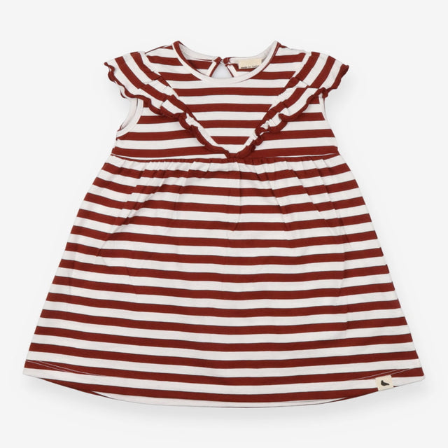 Dress sleeveless white and brown striped