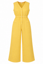 Jumpsuit Sleeveless Linen Blend Button Front Pocke