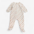 Quilted Romper Cream with Brown Flowers
