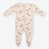 Sleepsuit zip cream monkey
