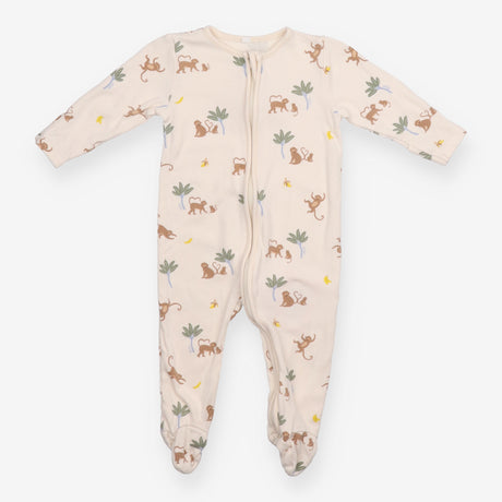 Sleepsuit zip cream monkey